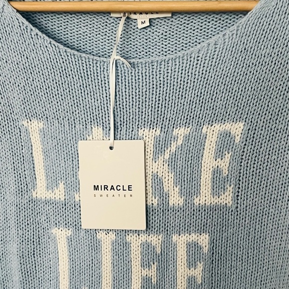 Miracle Brand Light Blue 'Lake Life' Sweater size Medium New $65 - Picture 2 of 3